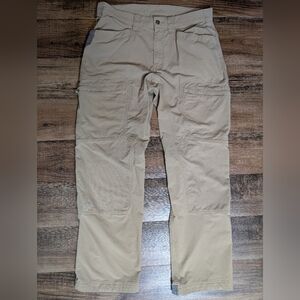 AKHG Quickhatch Cargo Vented Hiking Trail Pants Size 34x32 In Tan Stretch Nylon